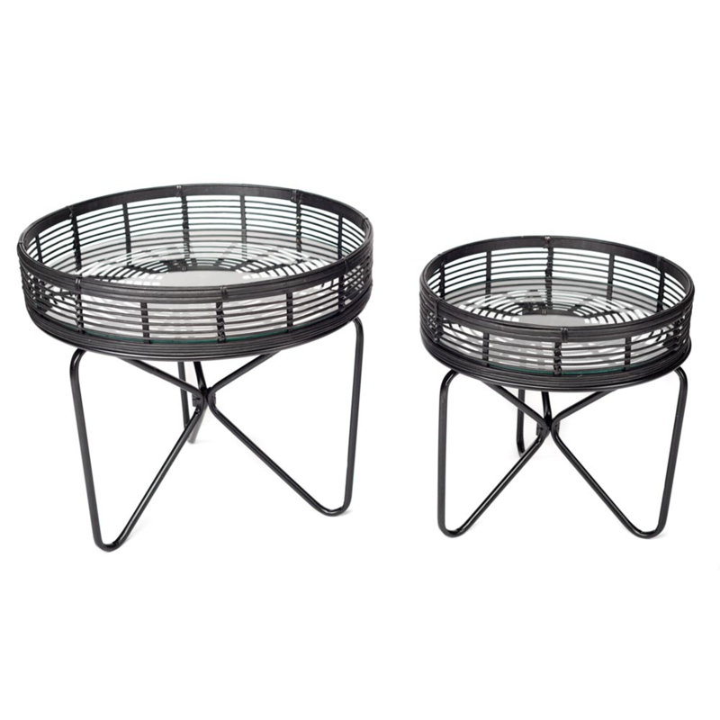Downer Glass Top Abstract End Table, 49cm H x 57cm W x 57cm D