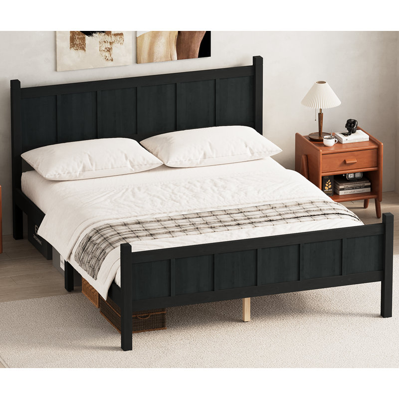 Lit plateforme à très grand lit avec tête de lit et pied de lit Minimalist Modern