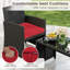 Ensemble de conversation pour patio 4 pièces avec coussins de siège et plateau en verre trempé, rouge porche + noir-590981803-590981806