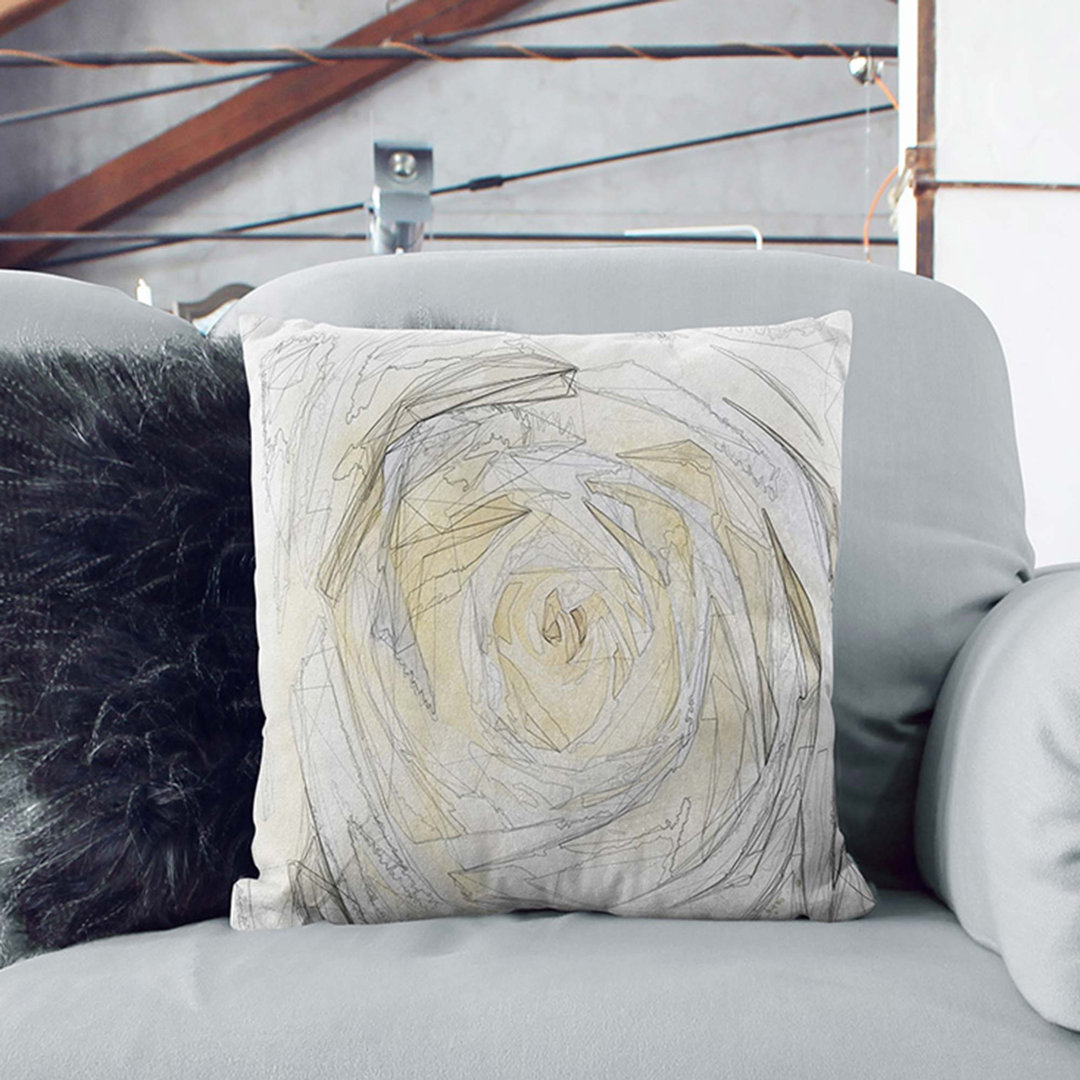 Crisp White Rose Cushion with Filling