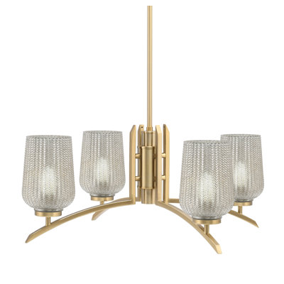 Kurve Light Chandelier With 5" Silver Textured Glass