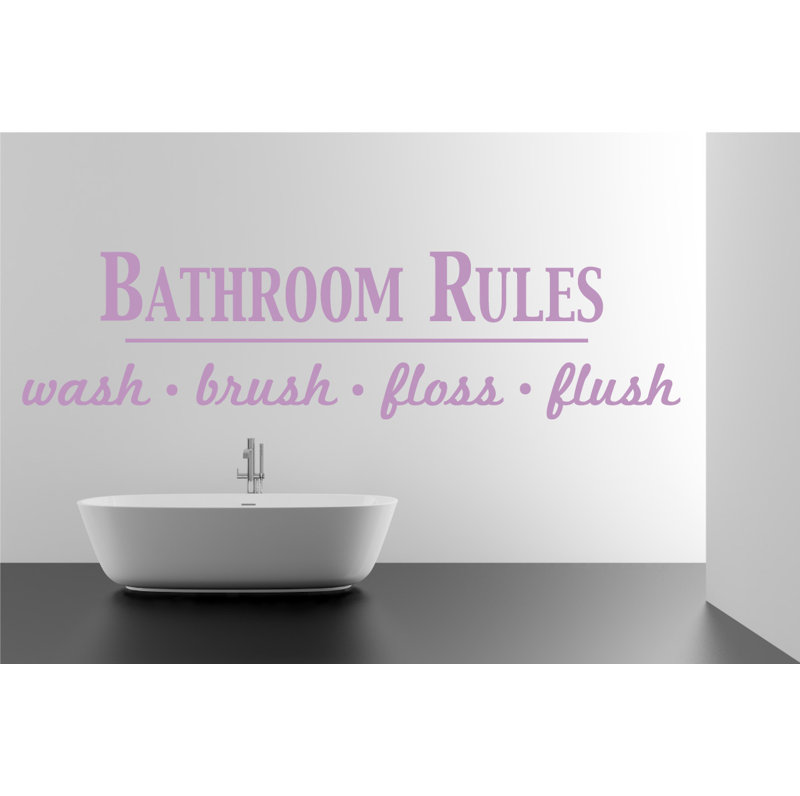 Décalcomanie murale règles de salle de bain, Lilas, H 9 po x l 36 po x P 0,01 po