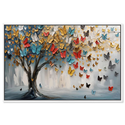 Tree of Fluttering Colors Canvas Colorful Tree Art by Art Remedy