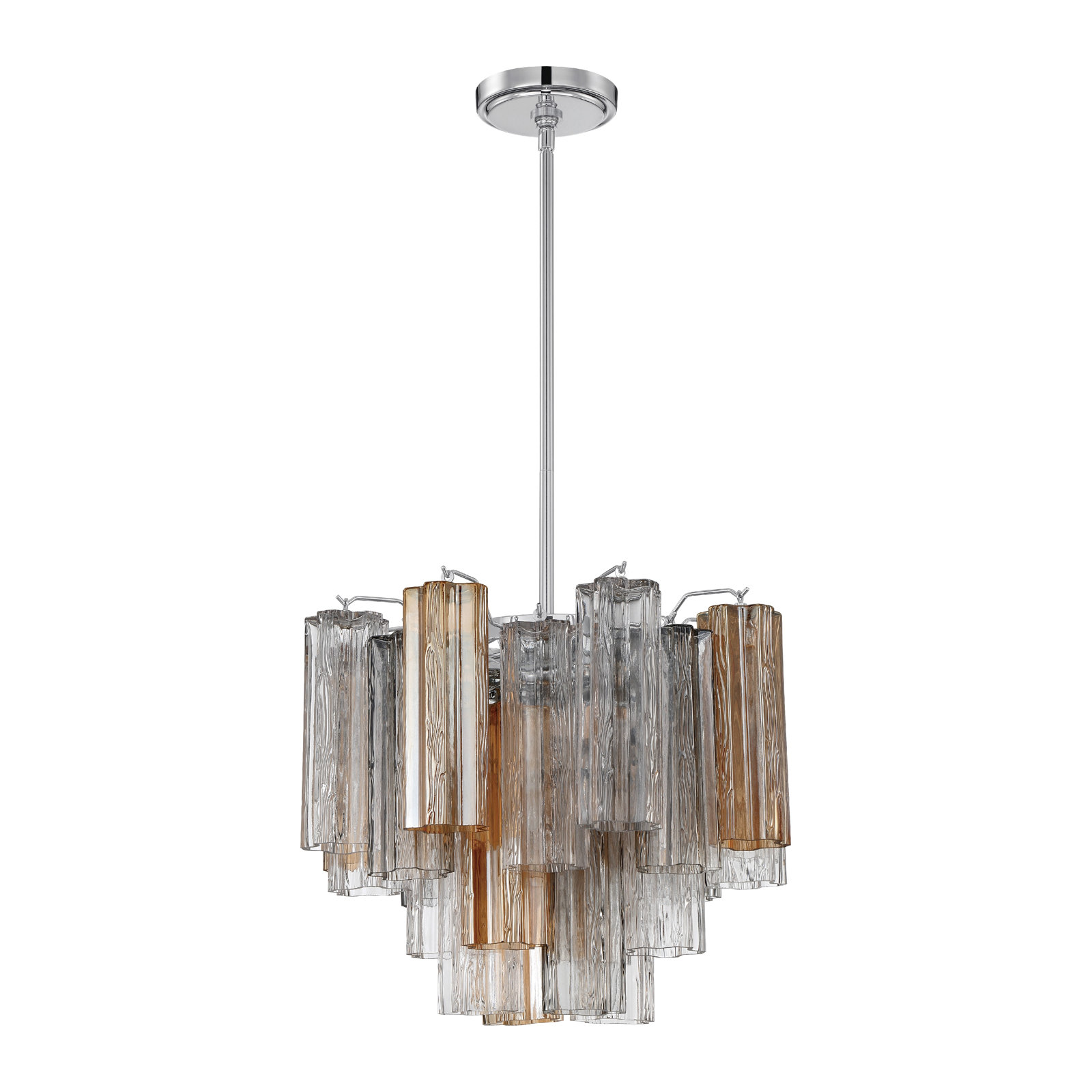 Arras 9-Light Chandelier, 13.75" H x 17.75" W x 17.75" D, Gray/Yellow, Polished Chrome