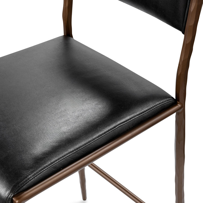 Kayne Leather Counter Stool, Black, Bronze