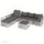 Ensemble modulaire de patio 7 pièces en osier, canapé d'extérieur avec coussin et table basse