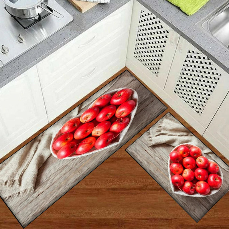 3D Fruit Kitchen Mat – Washable Non-Slip Runner Rug – Door Mat with Rubber Backing – Polypropylene, 50cm W x 150cm L
