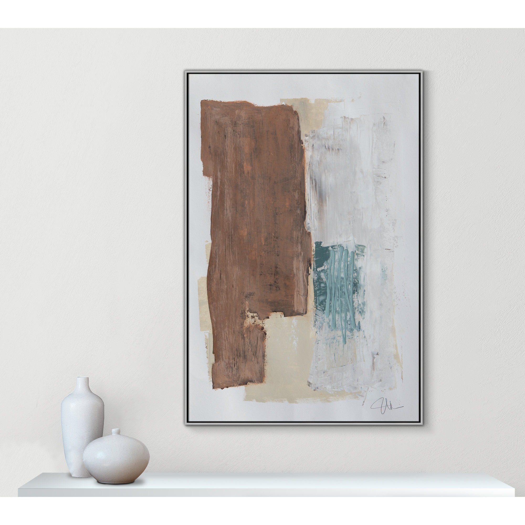 Together We Work I by Filippo Ioco, 61.5'' H x 41.5'' W x 2'' D, Silver Framed