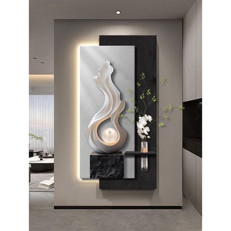 Art mural luxueux à DEL en grès, H 55,12 po x l 27,56 po x P 1,73 po