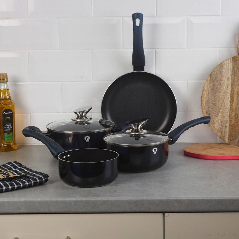6 - Piece Non-Stick Aluminum Cookware Set, Aquamarine
