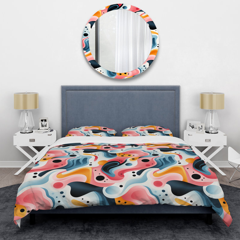 Ensemble de housse de couette rose et bleu, Housse de couette simple + 1 taie décorative stan
