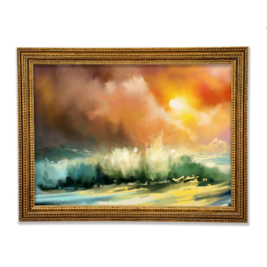 Raging Ocean Skies Gerahmter Druck Wandkunst