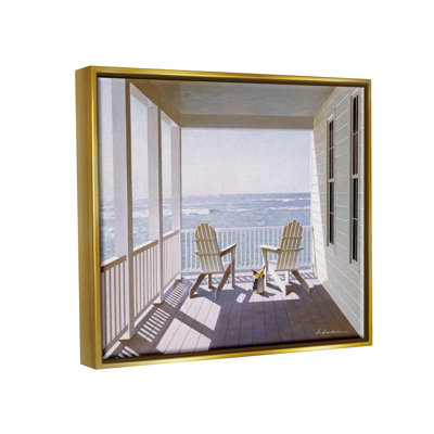 "Porche Chairs" donnant sur la marée, peinture réaliste sur toile par Zhen-Huan Lu