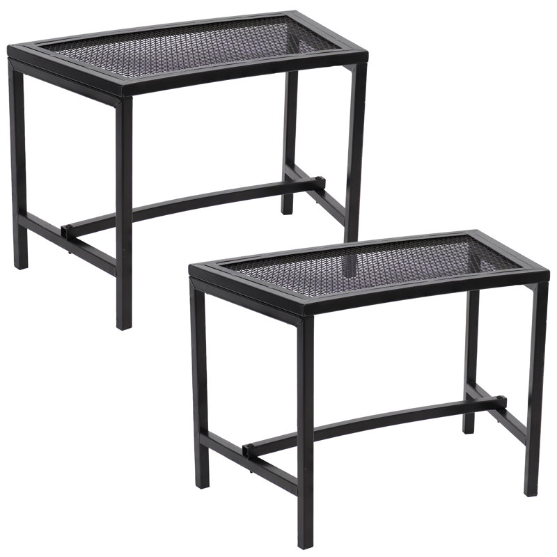 Banc de foyer d'extérieur en acier thermolaqué noir Haywood, ensemble de 4, 2