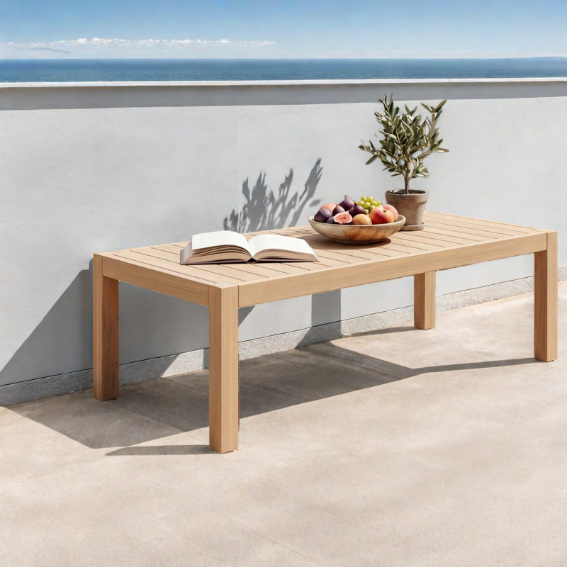 Grandes tables de patio en bois d'acacia, table basse moderne en teck clair pour la maison
