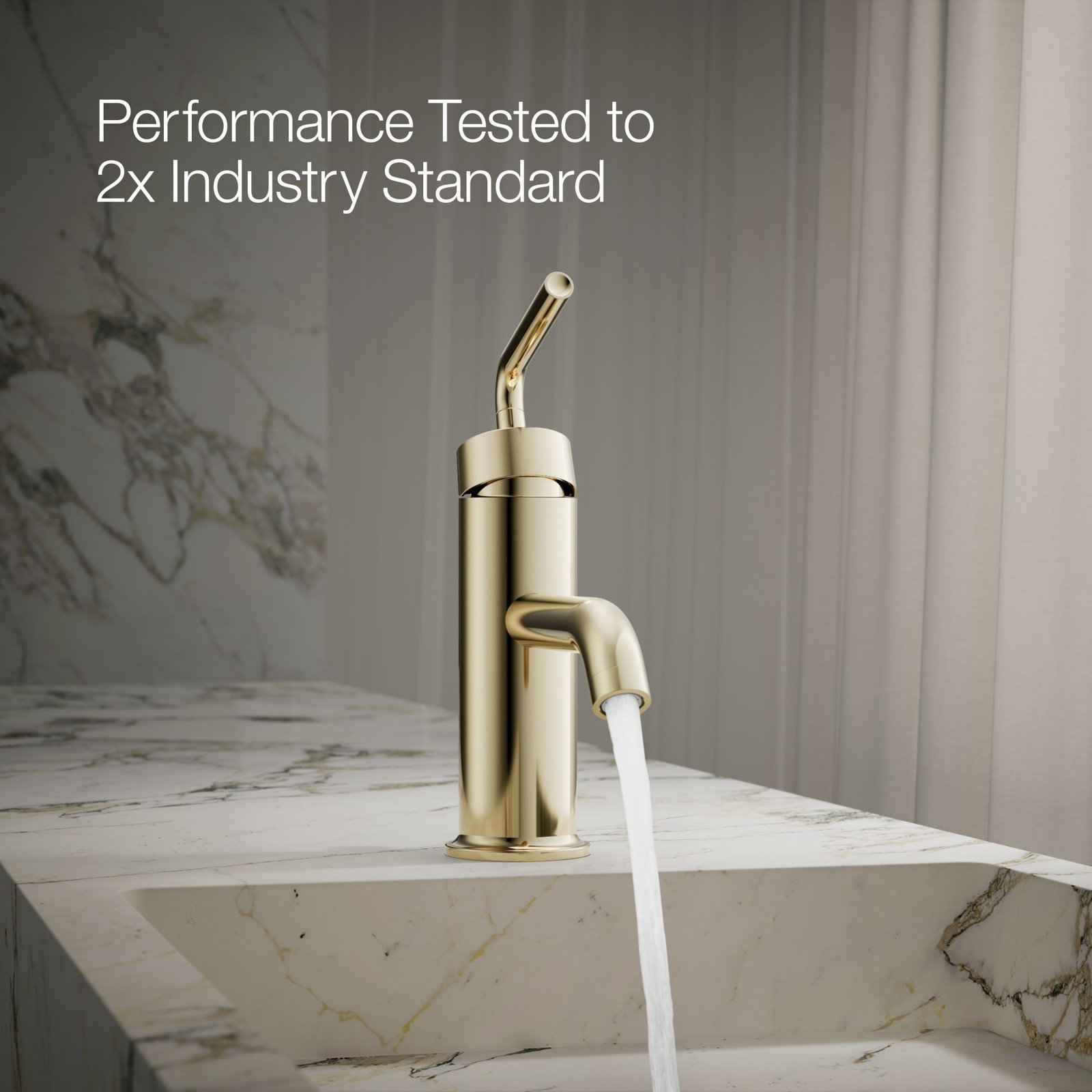 Purist Single-Hole Bathroom Faucet with Drain, Vibrant French Gold