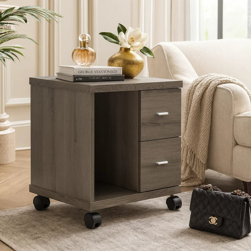 17.75 " Wide 2 Vertical Filing Cabinet, Taupe