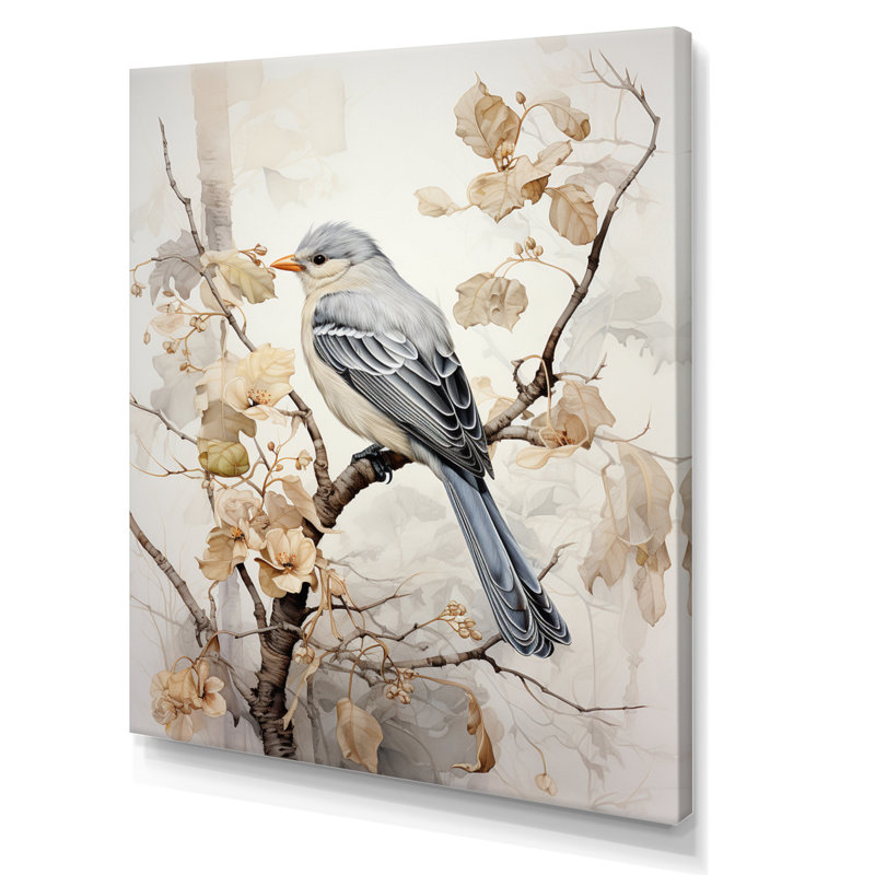 «Bird Silent Watcher V», reproduction d'art sur toile, H 32 po x l 16 po x P 1 po, Toile tendue