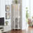 Corner Curio Cabinet With 4 Adjustable Tempered Glass Shelves And Lighting System, Solid Wood Legs,Acrylic Mirrored Back Panel(E26 Light Bulb Not Included)-1748061390