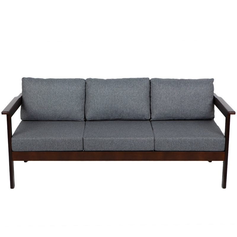 Jaqualyn 164cm Wide Pine Garden Sofa with Cushions, Black, Dark Grey