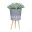 S/2 10/12" DIAMOND PLANTER W/ WOOD LEGS, GRAY (KD)