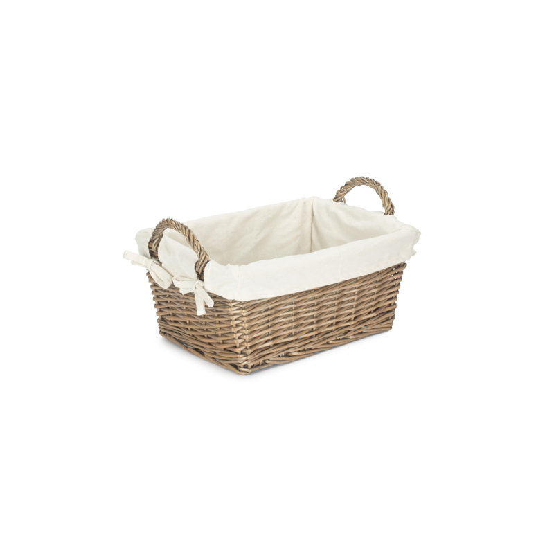 Wicker Lined Storage Basket with Handles, 25cm H x 29cm W x 39cm D
