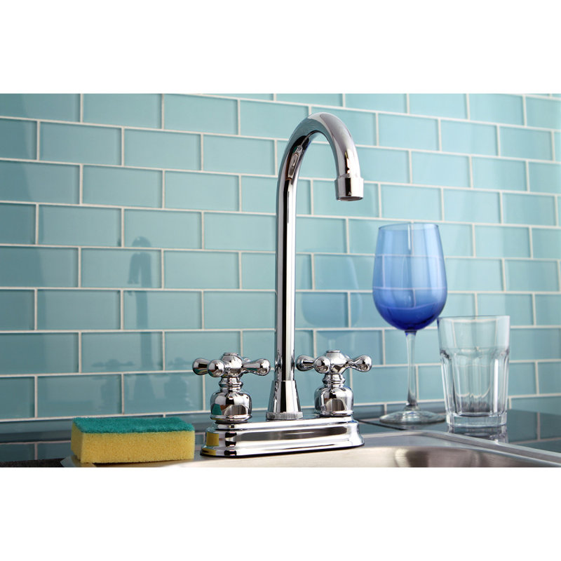 Kingston Brass Two-Handle 2-Hole Deck Mount Bar Faucet, Polished Chrome