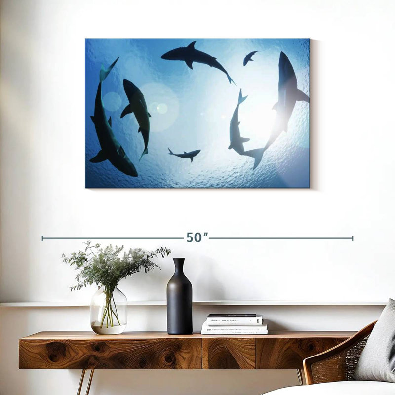 School Of Sharks, 24" H x 36" W