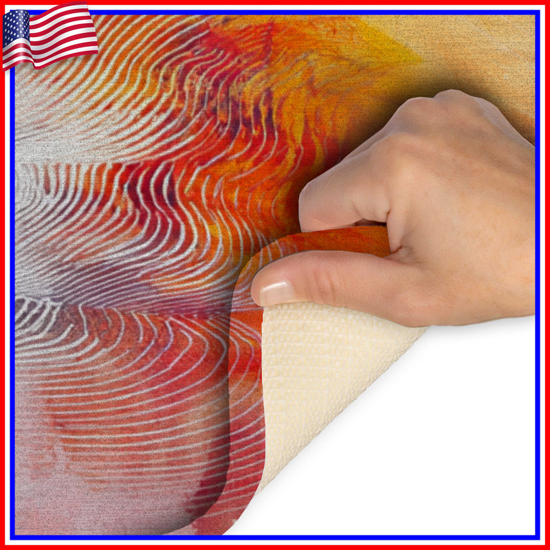 Tapis de bain abstrait, Simple - L 24 po x l 17 po, Orange / rouge / gris abstrait