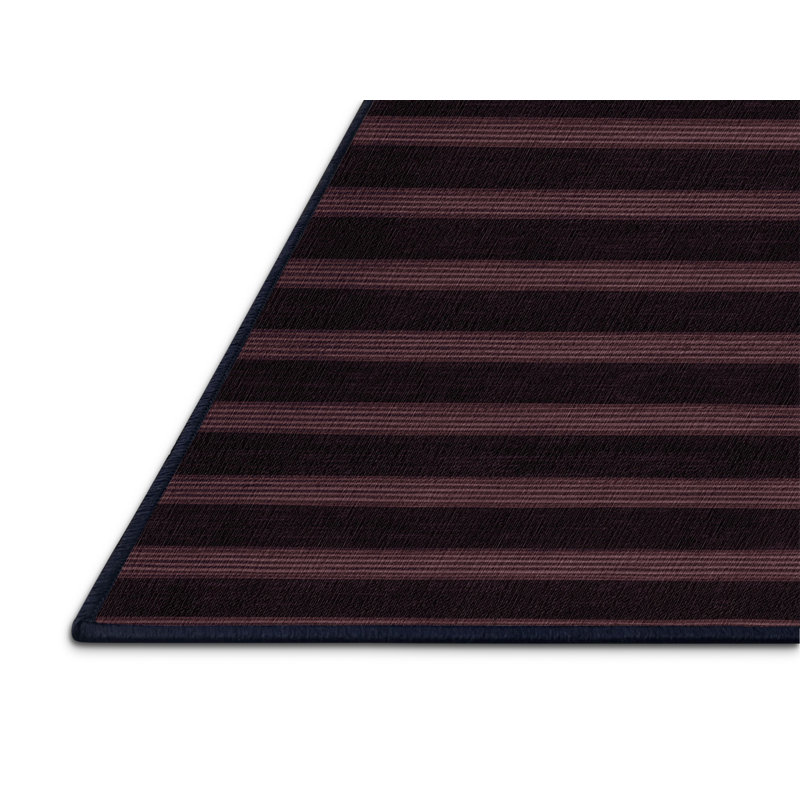 Machine Washable Horizontal Stripes Black Area Rug, Rectangle 7' x 10'