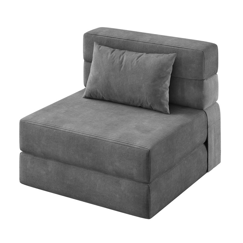 Convertible Folding Sofa Bed, Sleeper Chair Bed with Pillow, Portable Lazy Floor Sofa Lounger