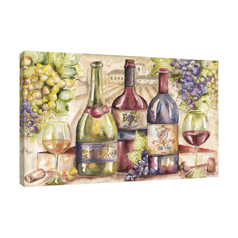 « aquarelle wine », reproduction sur toile tendue, H 12 po x l 18 po