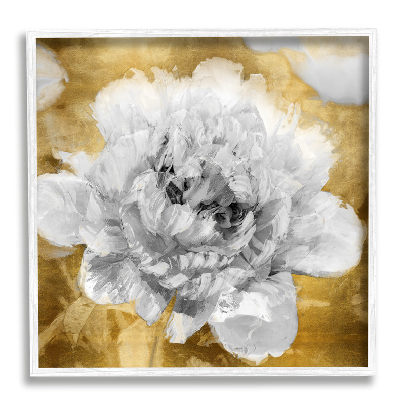 Art floral texturé de Shawna Sullivan, H 24 po x l 24 po x P 1,5 po, Giclée encadrée blanc bord de mer