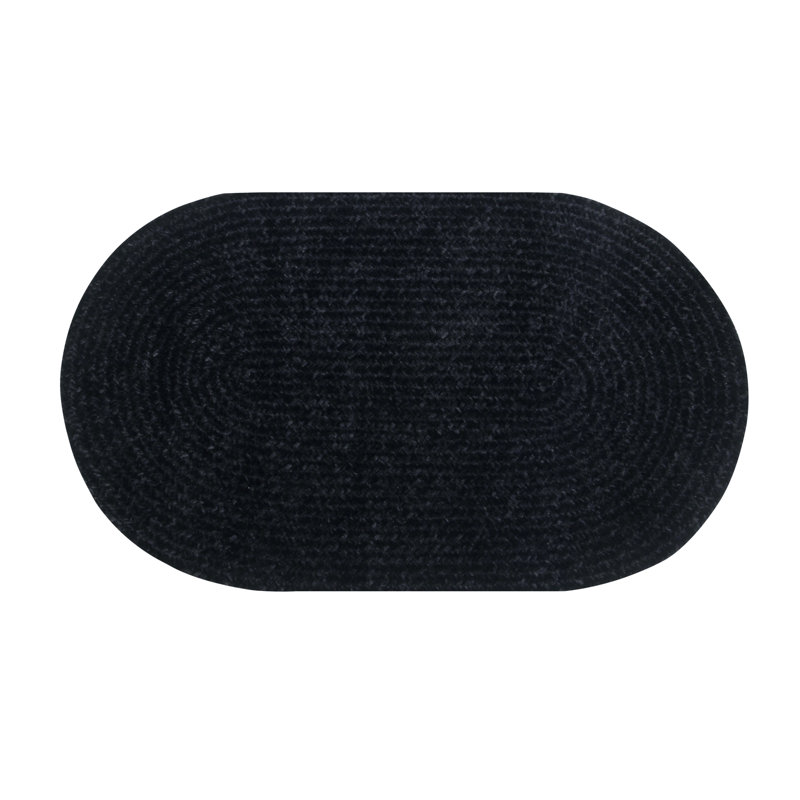 Mariela Polyester Chenille Braided Area Rug - Black, 42" x 66" Oval