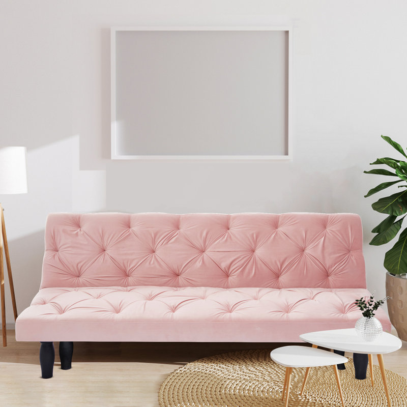 Causeuse inclinable rembourrée 65,8 po Gimena, Velours rose