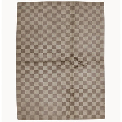 Tapis gris / brun en laine noué à la main 5 pi 3 po x 7 pi 1 po