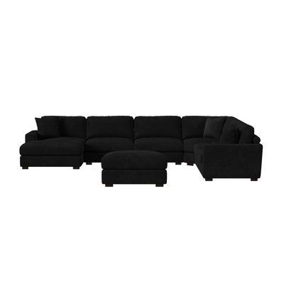 Ellerman 7PC Sectional Set With LHF Chaise In Steno Black