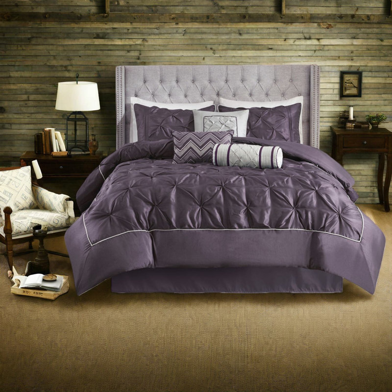 Elegant Plum Bedding Sets Polyester 7 Piece Comfort For Home