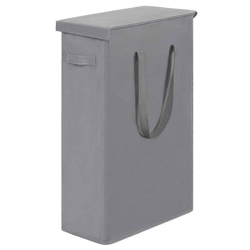 60L Slim Laundry Hamper With Lid Narrow Laundry Basket With Handle Upgrade Foldable Dirty Clothes Hamper(25.6 Inches), Gray