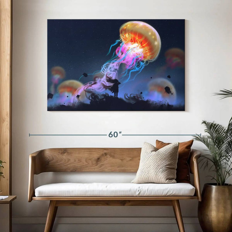 Méduse fantaisie, H 32 po x l 48 po