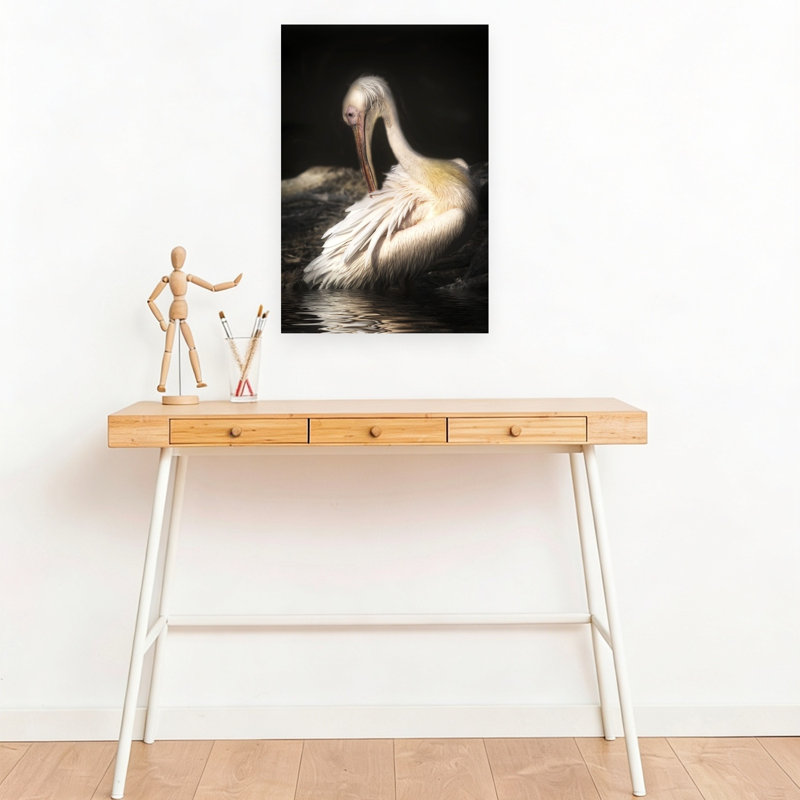 Elegant White Pelican Elegant Peaceful Serene Bird Pelican Nature Portrait Wall Art Print 1 Piece Wrapped Canvas Wall Art
