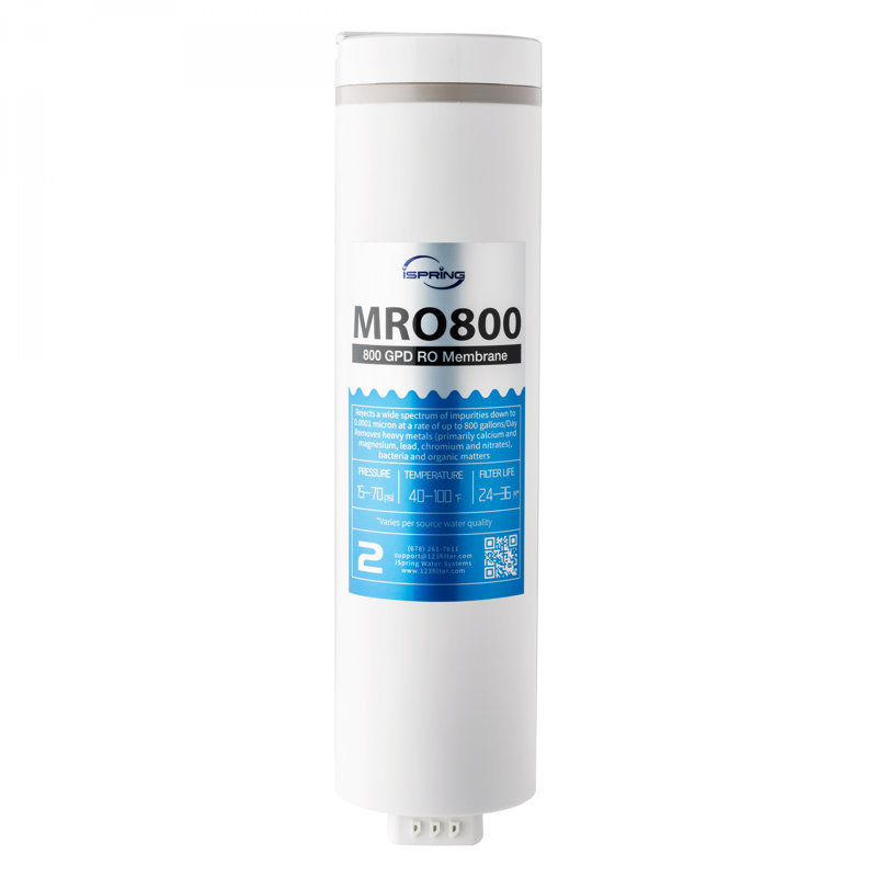 Remplacement de l'osmose inversée à membrane iSpring MRO800 RO, débit élevé jusqu'à 800 GPD, rapport de 2,5: 1 eau pure / eau usée