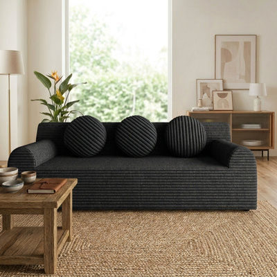 Canapé 3 places moderne Cloud sans ossature, 180 cm, avec 3 coussins, aucun assemblage requis, idéal pour le salon, la chambre ou un appartement.