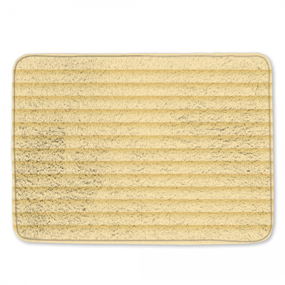 Beige Horizontal Stripes Bath Mat