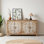 Armoire d'appoint en bois 60 po avec 4 portes, blanc antique et brun, 60 po, rangement polyvalent pour les maisons modernes