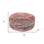 Pouf rond 30 po en jute et coton rayé bleu naturel et rouge