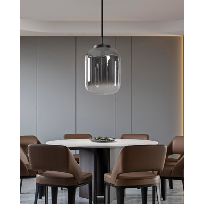 1-light Black Pendant Light with Chrome Smoked Glass Shade
