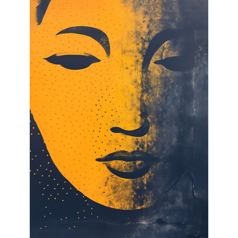 Wall Art Print Gandhara Buddha Face in Indigo Abstract Minimalist Artwork Poster
