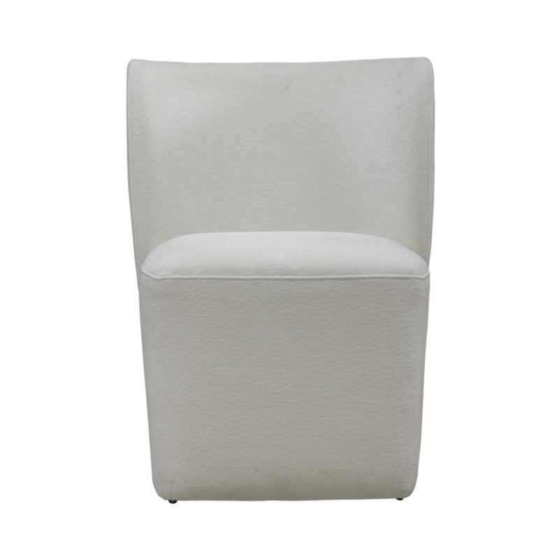 Faouzi Upholstered Dining Chairs w/ Casters, Ivory