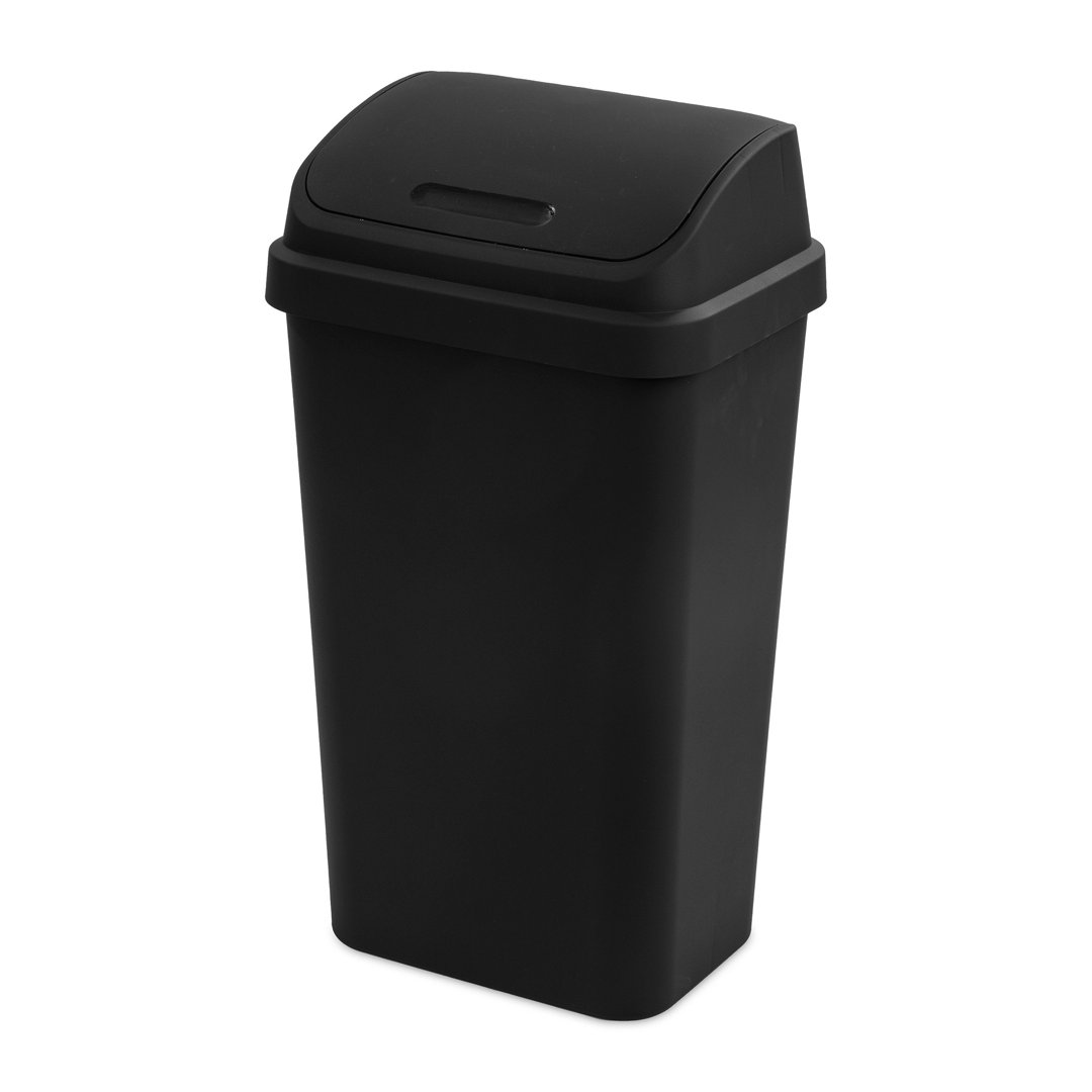 Sterilite 13 Gal Kitchen Swing Top Lidded Wastebasket Trash Can, Black (16 Pack) (Set of 16) Sterilite